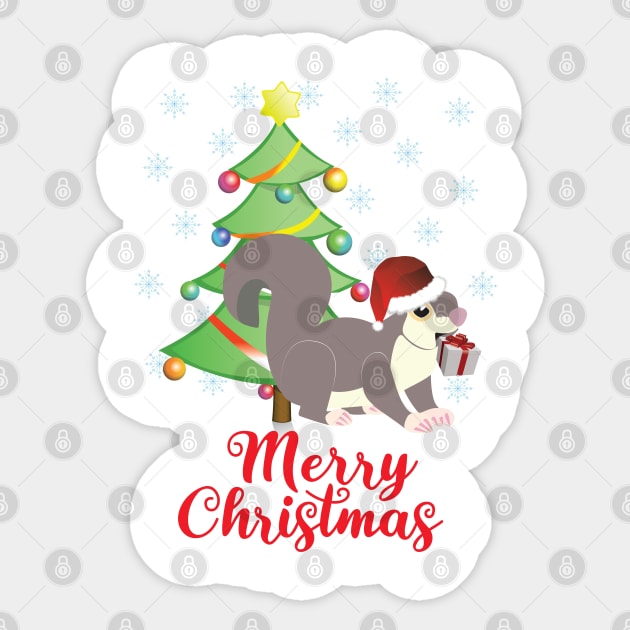Merry Christmas Squirrel with Tree and Gift Design Sticker by rubythesquirrel